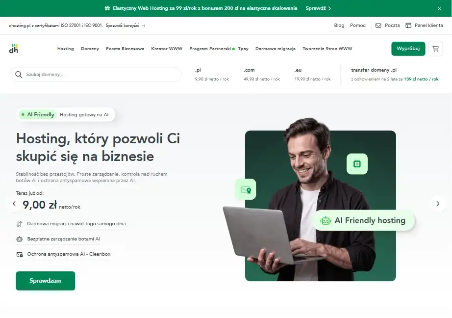 Oferta Elastycznego Web Hostingu w dhosting, ceny netto