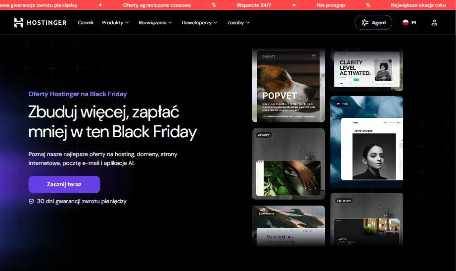 Strona z ofertami Black Friday na hostinger.com/pl, 26.10.2026